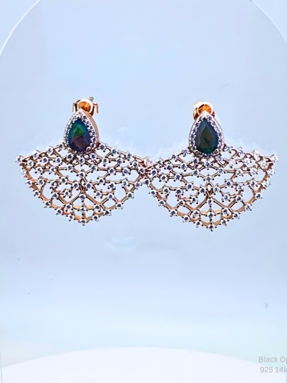 Black Opal Topaz Dangle Earrings 925 Silver Gold Jewelry Statement Drop